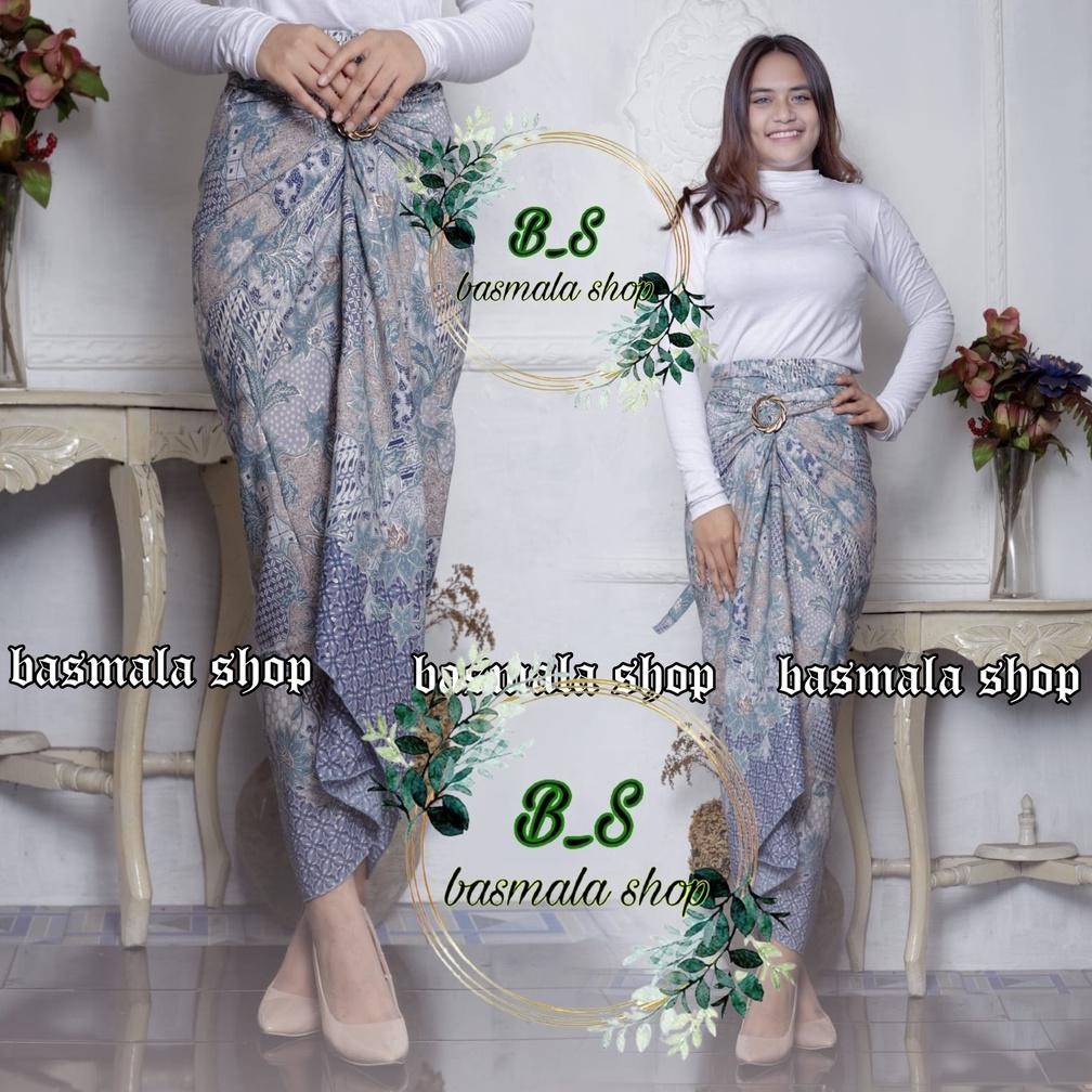 Rok Lilit Batik Rok Lilit Bawahan Kebaya Rok Kebaya Rok Wisuda MOJANG BIRU 110 Panjang 150 CM Rok Mo