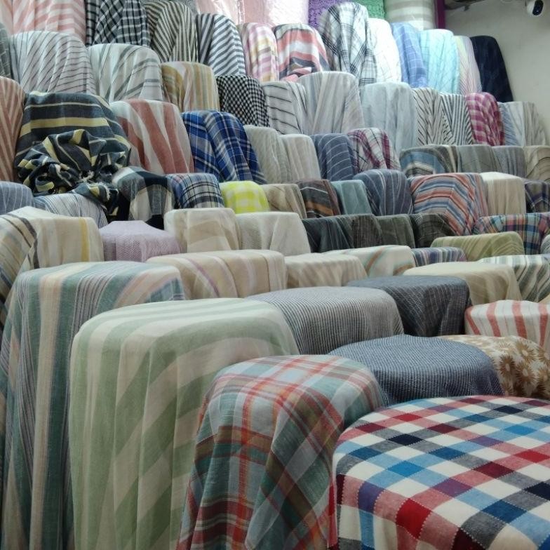 kain katun linen motif - katun linen - kain linen meteran (harga tertera permeter)