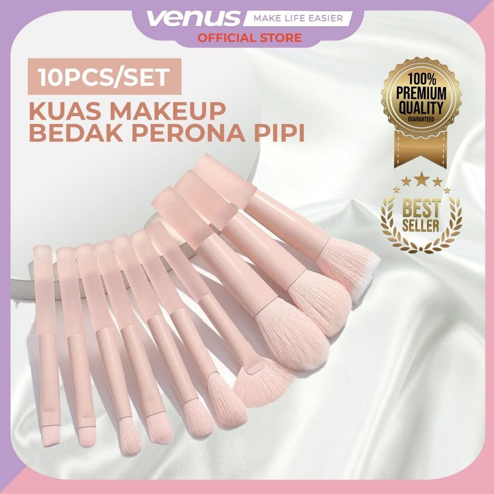 

baru venusjkt kuas makeup pink 10pcs brush foundation, eyeshadow, blusher s1203