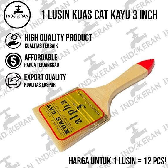 

baru indokeran kuas cat gagang kayu 3 inch - grosir lusin kuas tembok berkualitas
