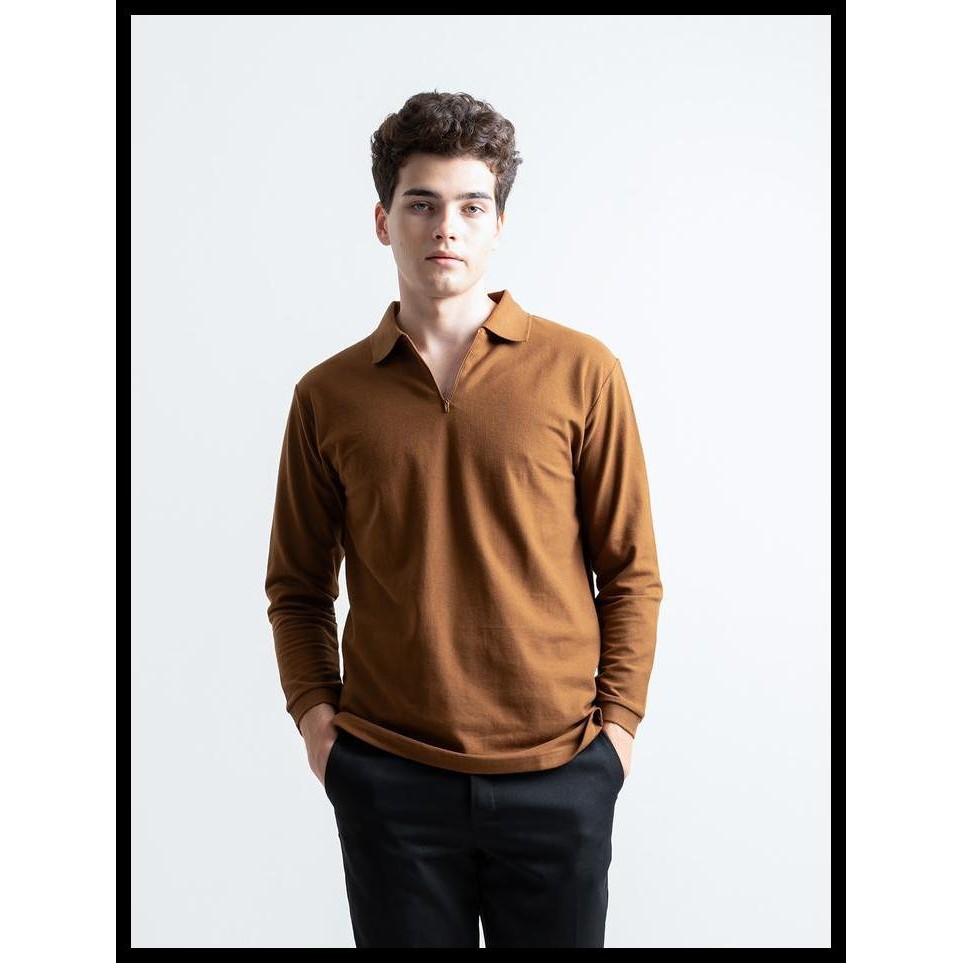 Hsrm - Pozi Polo Zipper Long Sleeve | Kaos Polo Pria Lengan Panjang Terlaris