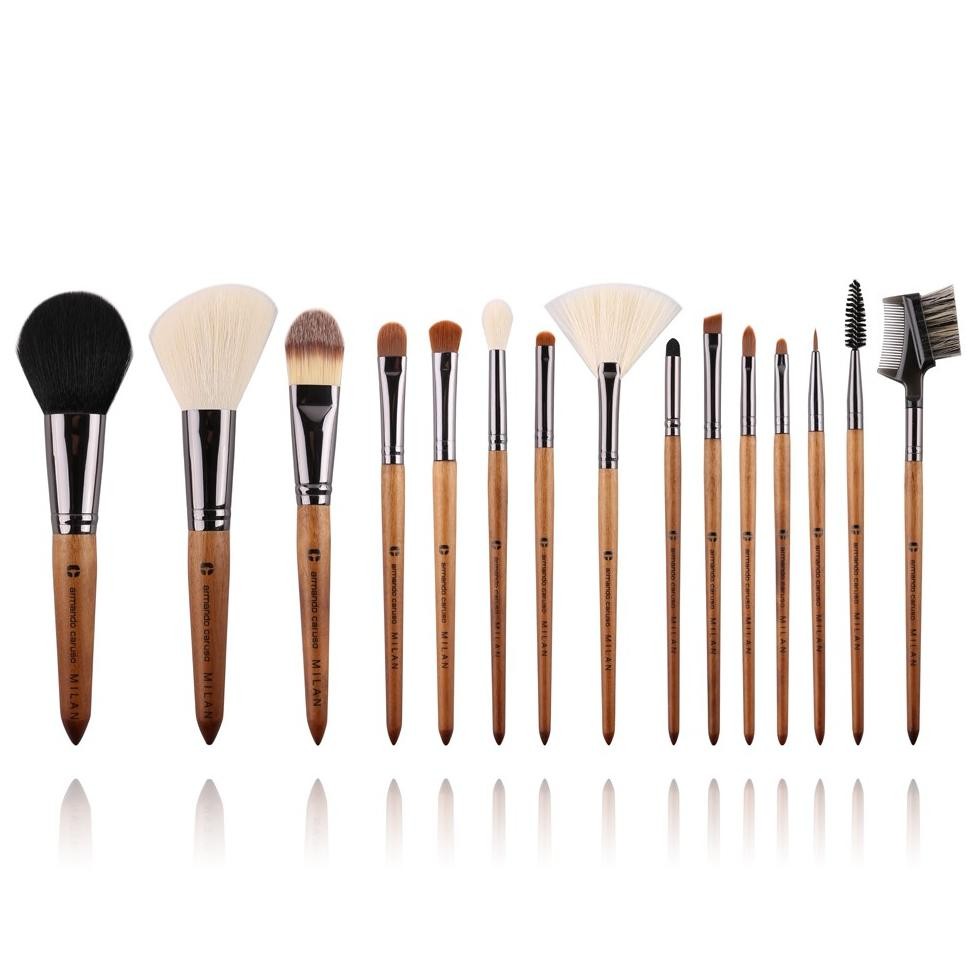 

baru armando caruso walnut 15 pcs brush set acb5015 - kuas make up premium elegan