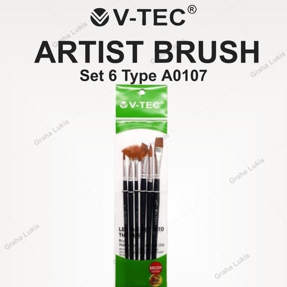 

baru v-tec kuas lukis set 6 pcs a0107 | artist brush set cat air