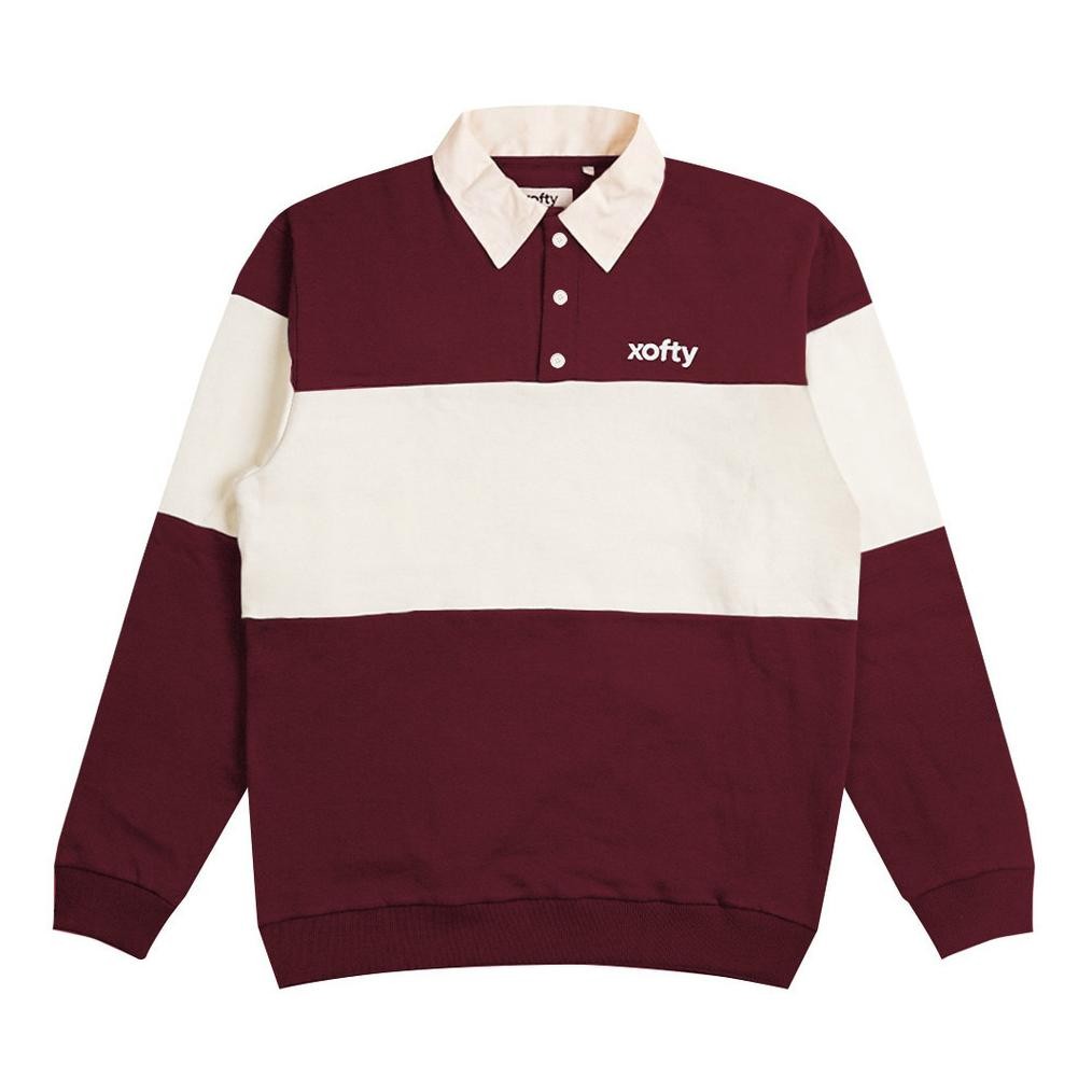 Xofty Sweater Rugby Regular Fit Pria Dan Wanita Salvia Maroon JunDW