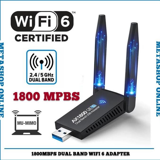 BEBAS ONGKIR - USB 1800 MBPS WiFi 6 Dual Band 2.4Ghz 5Ghz Wireless Dongle Adapter
