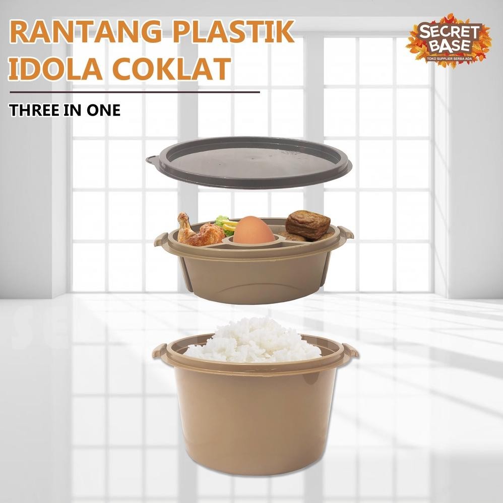 Rantang Hajatan Bulat - Wadah Tempat Makanan 2 Susun Plastik Bekal Bontot Piknik Picnic Sekat Handle