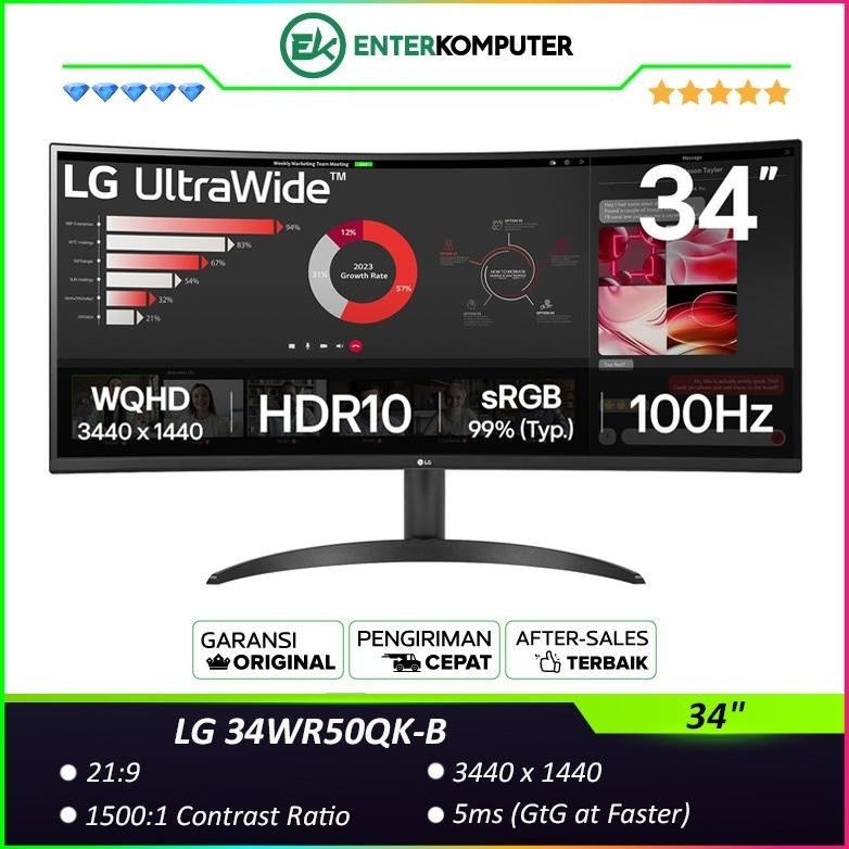 LG 34WR50QK-B 34" UltraWide QHD 100Hz HDR10 Curved Monitor / Monitor 34 inch