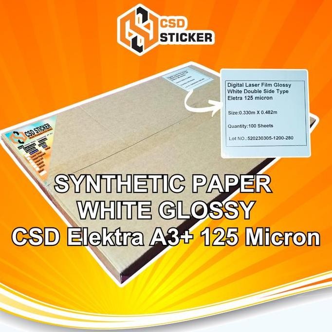 

TERLARIS - CSD Elektra 125 Micron Synthetic Paper White Gloss Matte Seperti LMO/YUPO Anti Air - Pack