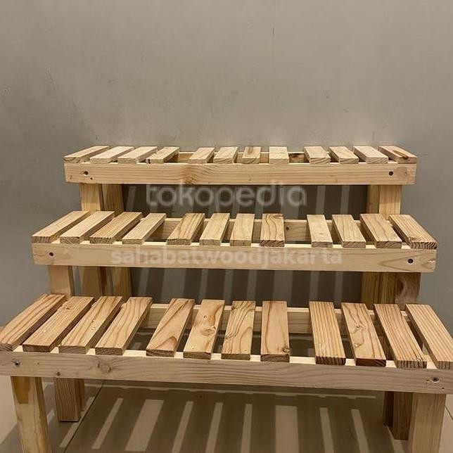 Standing Pot Bunga Kayu Rak Standing Pot Minimalis