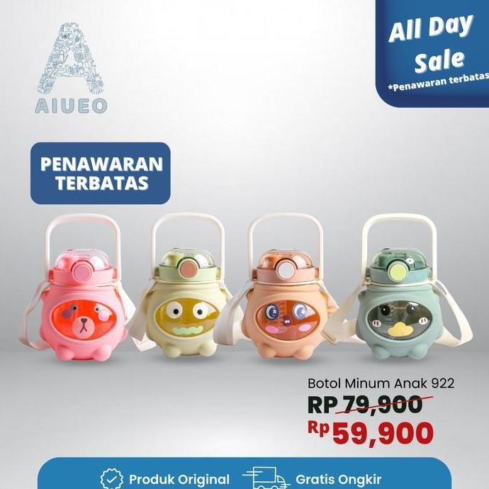 AIUEO BOTOL MINUM SEKOLAH KARAKTER TALI SD TK BOTOL ANAK 922