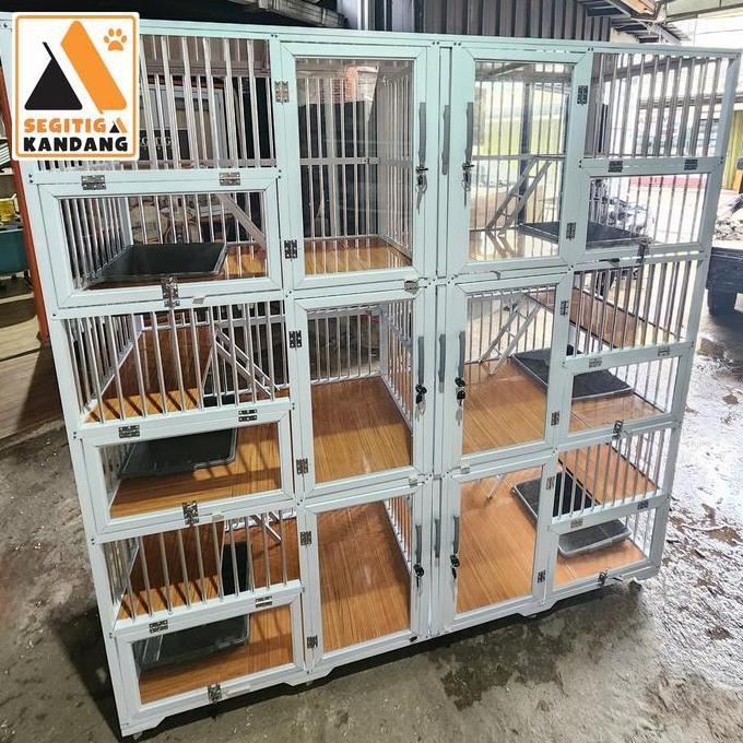 Kandang Kucing Aluminium 6 Pintu 3 Lantai