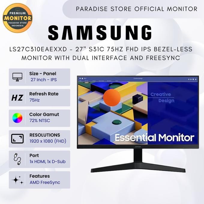 Essential Monitor 27-Inch Flat/IPS/1920X1080/1000:1/5ms/Max75Hz/HDMI/5.6kg/1YrSp&3yrSv)