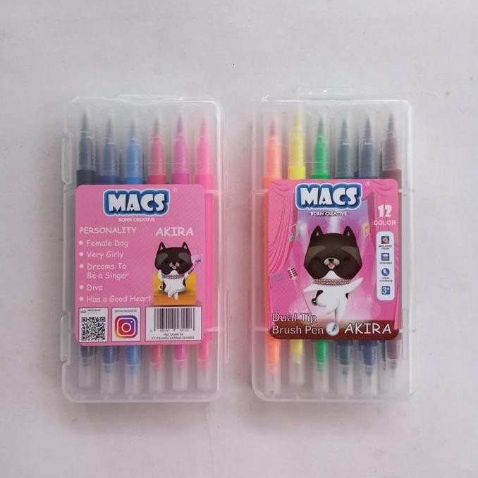 

Sale Brush Pen Dual Tip Macs Spidol 12 Warna