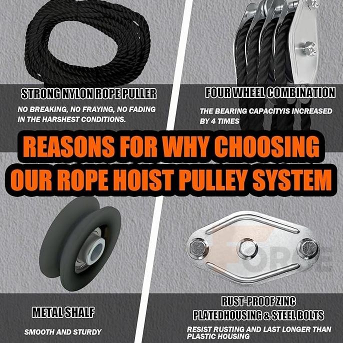 7:1 Tali Blok Katrol Hemat Tenaga Kerja Kerekan Katrol Tangan Derek Pengangkat Manual