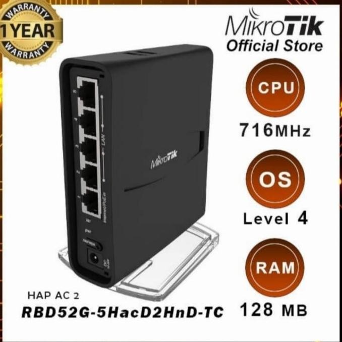 Mikrotik Rbd52G-5Hacd2Hnd-Tc Hap-Ac2 Wireless Router Indoor Rbd52G New Stok