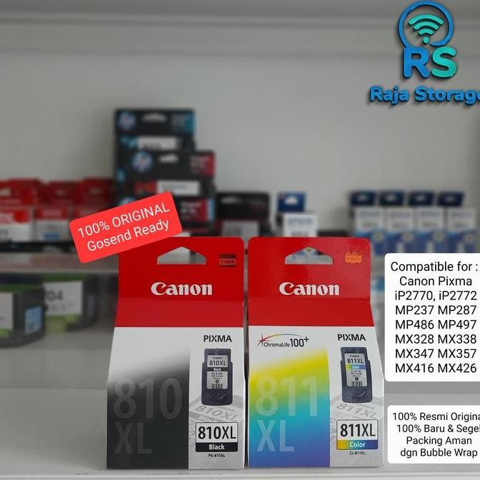 Canon 811Xl & 810Xl Cartridge Color Black 811 Warna 810 Hitam Xl Mp287 New Stok