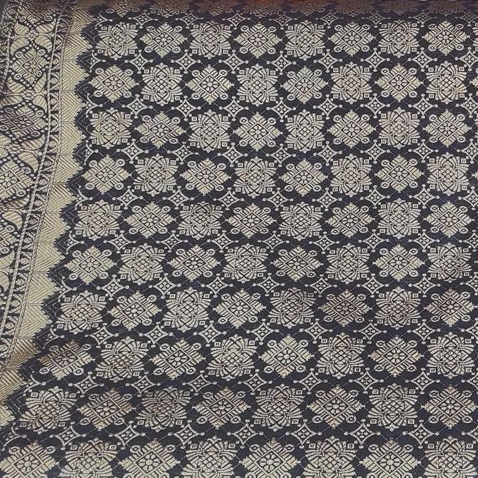 SONGKET METERAN MURAH WARNA HITAM EMAS