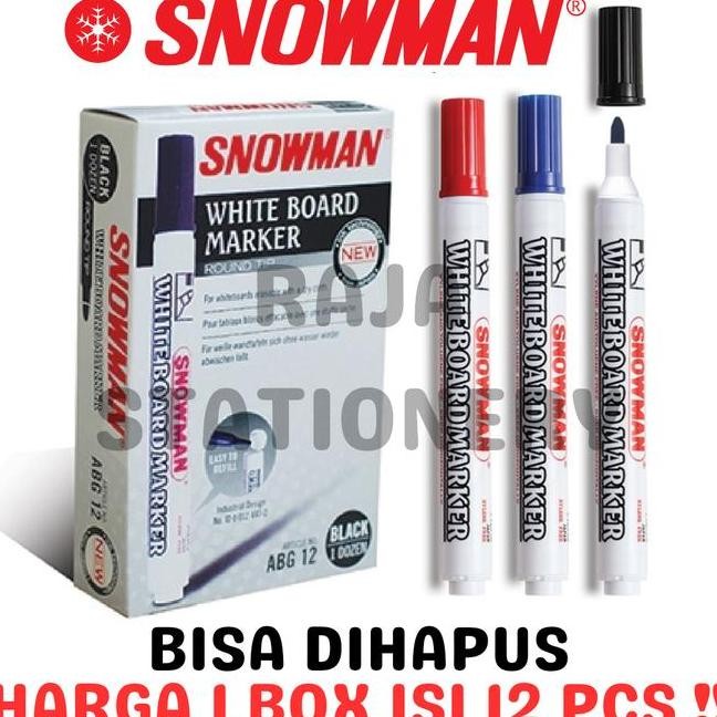 

Snowman Whiteboard Marker Bla Blue Red Erasable Abg12 Spidol Papan Tulis Hitam U Merah Abg12 Box Lusin 12Pcs