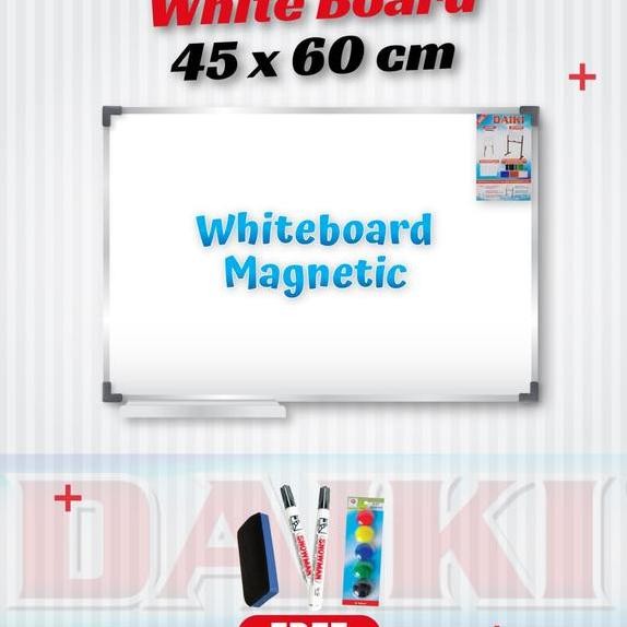 

Papan Tulis Whiteboard Magnetic Daiki Gantung Uk 45X60 Cm