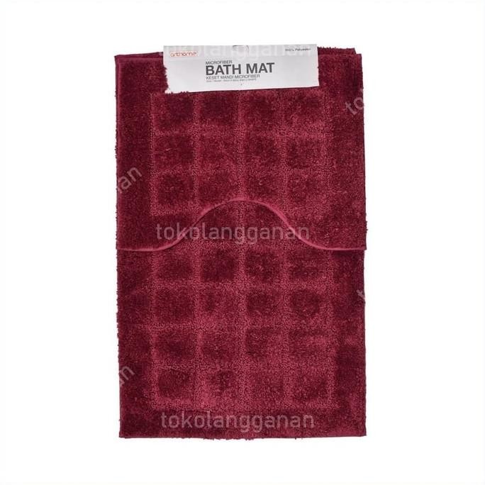 Arthome Set Keset Kamar Mandi 50x80 Cm Dan Keset U Shape - Merah