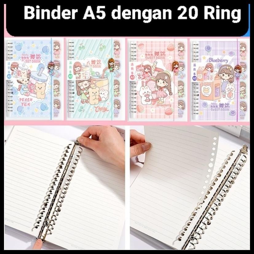 

SET BINDER A5 20 RING LENGKAP DIVIDER KERTAS MOTIF POWDER SUGAR