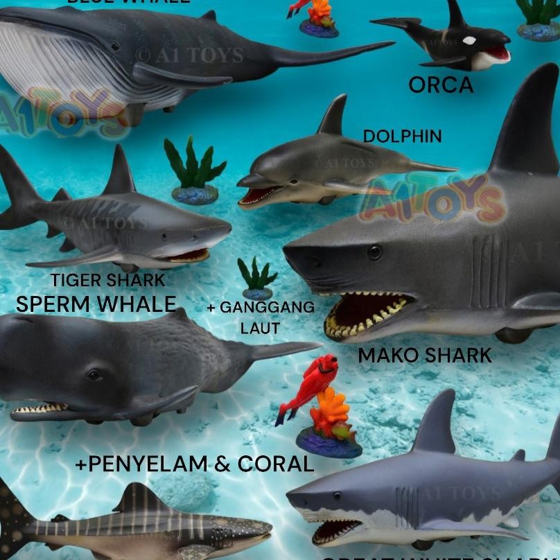 Mainan Ikan Miniatur Laut Ikan Ikanan Miniatur Mainan Ikan Paus Mainan Ikan Hiu Mainan Ikan Dolphin