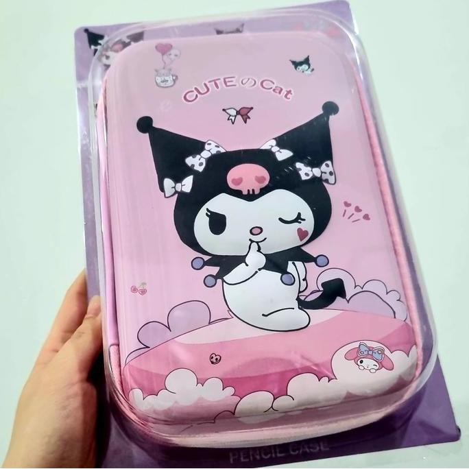 

Kotak Tempat pensil karakter anak Kuromi Sanrio Pouch ukuran Besar 3D Alat Tulis Stationery TT