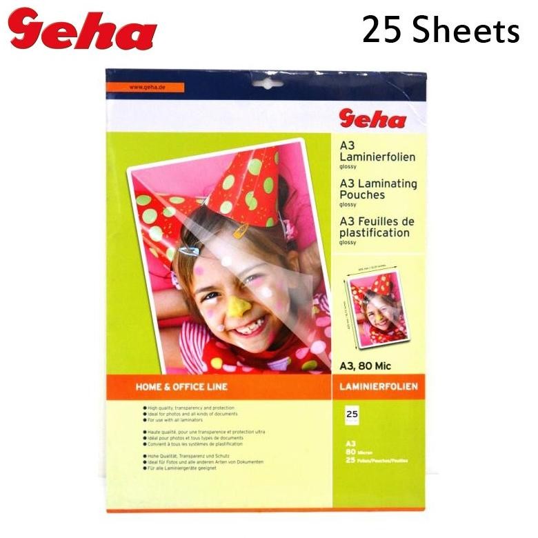 

Limited Edition !!! Geha A3 Glossy Laminating Pouch Film 80 Micron 25 Sheets