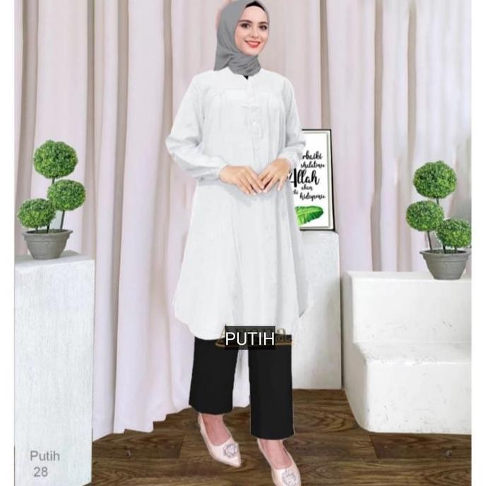 Tunik Polos Jumbo Katun Viscose Warna Putih