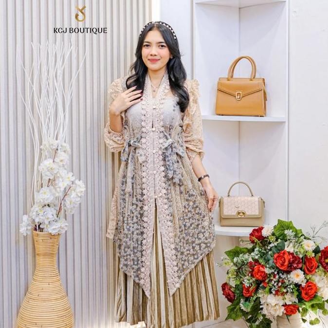 Kcj - Maura Outer Tunik Tile Bordir Kombinasi Brukat