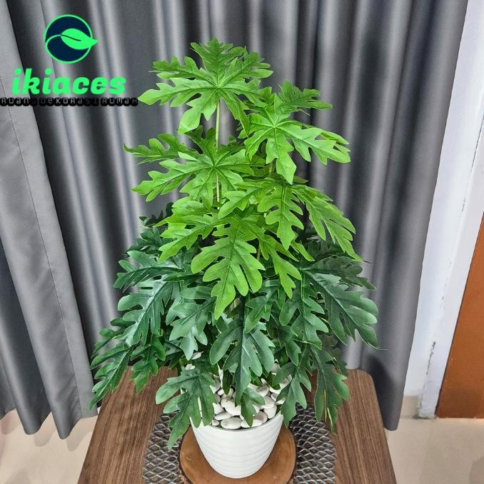 Daun Pepaya Artifisial Jumbo Daun Pepaya Plastik Dekorasi Tanaman Hias Pojokan Rumah Tinggi Bunga Pl