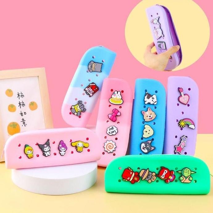 

CR - Tempat Pensil Silikon Jibbitz Kotak Pensil Anak Lucu DIY Tempat Pensil Anak Silikon Jibbitz Kartun TERLARIS