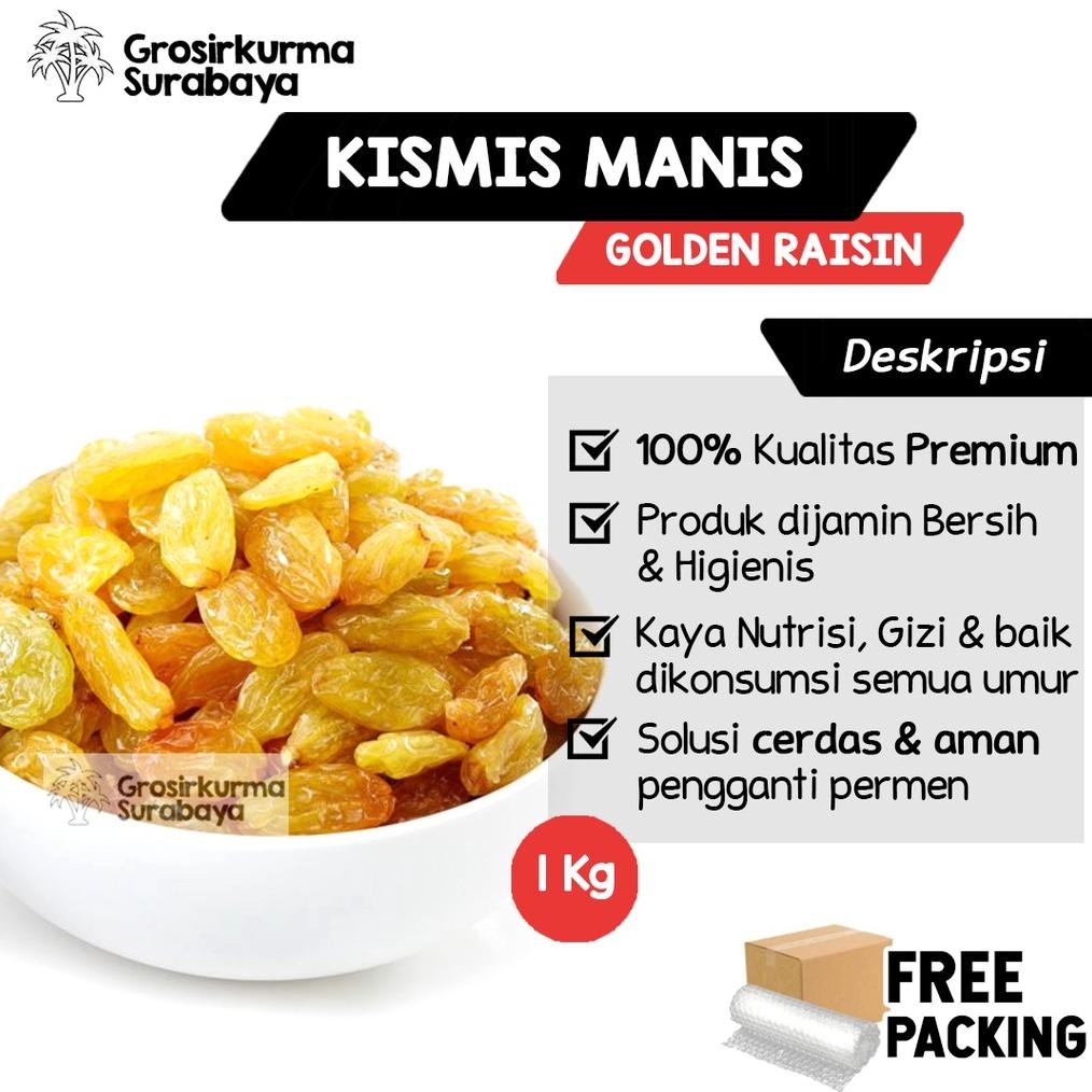 

Kuke Kismis Asam Manis 1Kg Golden Raisin Enak & Fresh Cocok Untuk Oleh-Oleh Haji Umroh Camilan Sehat Ad-3