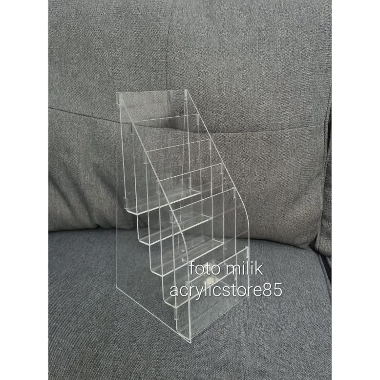 

JH8 Acrylic XT Tempat Brosur 1/3 Folio, Folio lipat tiga, 5susun, 2mm (tipe 02)