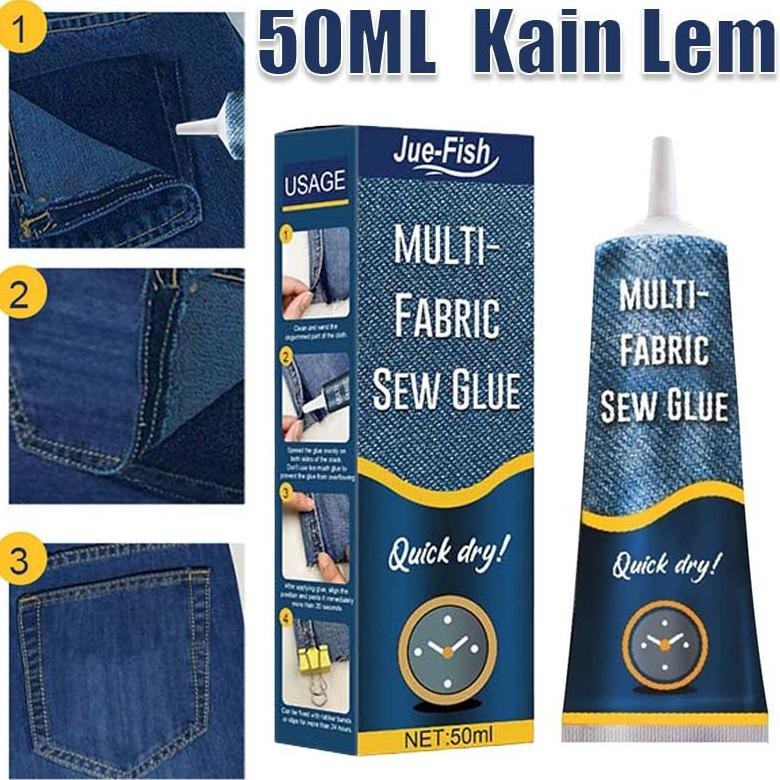 

JH8 50ml Lem Perekat Kain Super Kuat Lem Kain Tanpa Jahit Fabric Glue Untuk Celana/Sepatu/Gorden/Tas/Kain