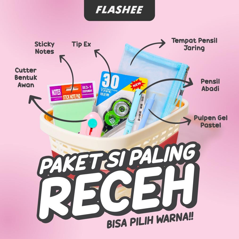 

JH8 Flashee Paket Alat Tulis Sekolah 6IN1 Back To School Tempat Pensil Set