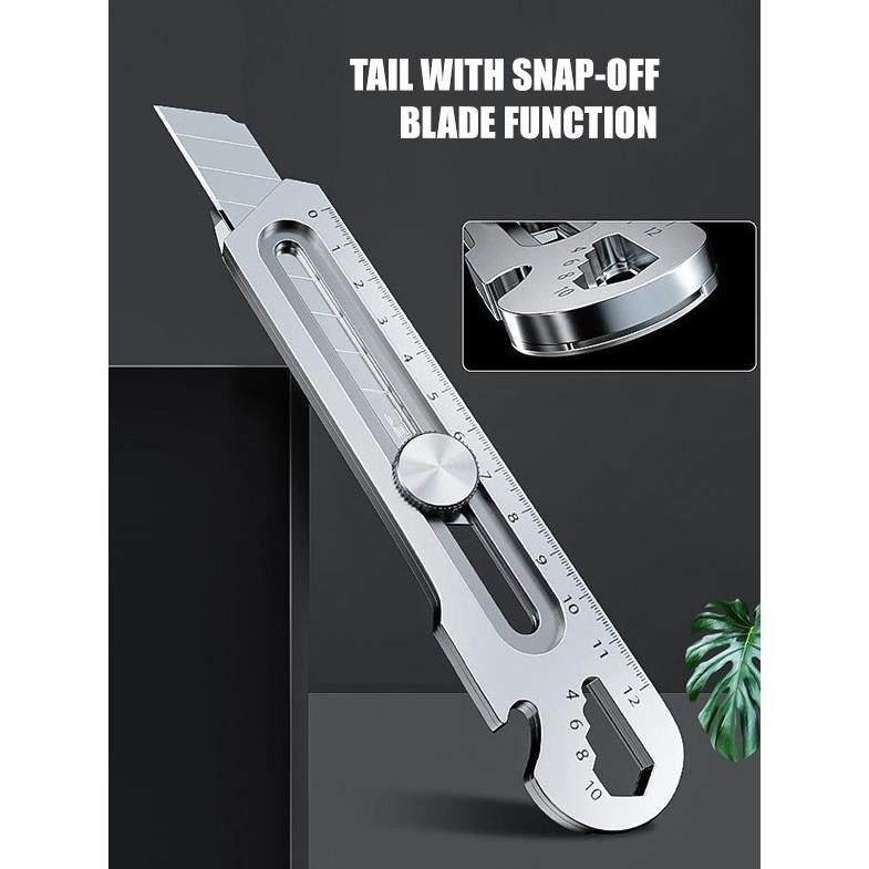 

JH8 Pisau Cutter 6in1 18mm multifungsi baja cuter besi stainless besar 5pc mata pisau cutter pisau pemotong kertas