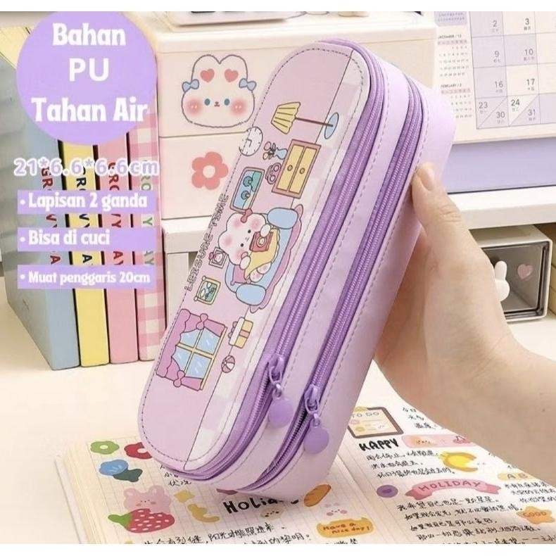 

JH8 Tempat Pensil 2 Layer /Kotak Pensil Alat Tulis Style Korea / Pouch Pancil case waterproof -KP020