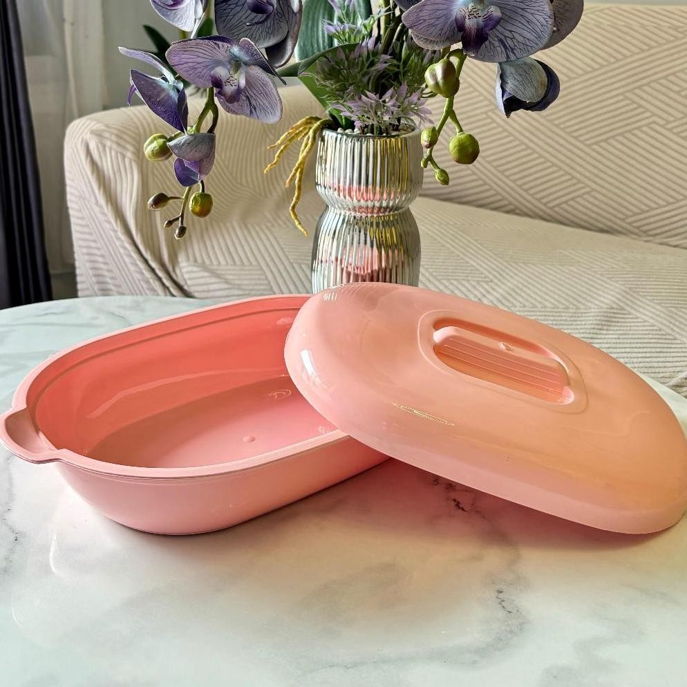 HJK 3pcs Wadah Sayur Set+Tutup Basi Marjan Clio Oval Jumbo Tebal Baskom Sayur + Tutup Aestetic