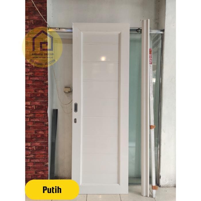 Pintu Sliding Set Upvc Asp  Kamar Tidur / Kamar Mandi Type Full Panel Ukuran 80 X 210 Cm , 90 X 210 