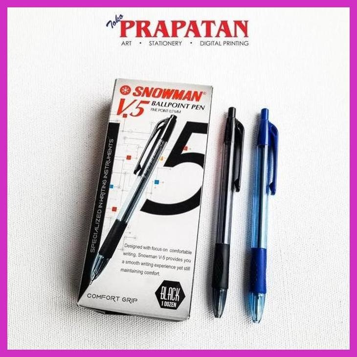 

( SEKOLAH / LUKIS ) PROMO PULPEN SNOWMAN V-5 / BALLPOINT PEN / BULPEN (SENI / MENGGAMBAR / ART / KERAJINAN ) PACKING AMAN