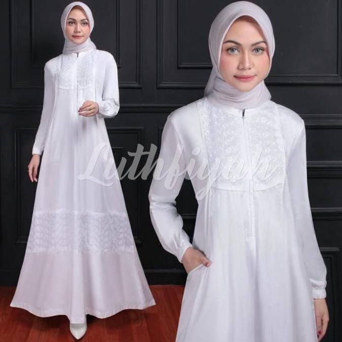 TERBARU / GAMIS PUTIH SIMPLE BAHAN KATUN PARIS / GAMIS MODEL TERKINI / GAMIS DEWASA REMAJA MODEL TER