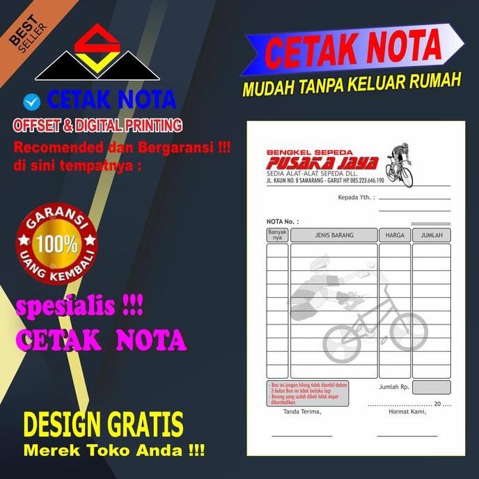 

Cetak Nota 20 Buku 2 Ply Ncr 1/2Folio