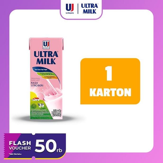 

Ultra Milk Susu Uht Strawberry 200Ml 1 Karton (24 Pcs)