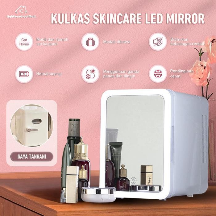Vs Lighthundred Mall 4L Kulkas Skincare  Fridge /Portable Cermin Skin Care Minifridge Kosmetik  Lema