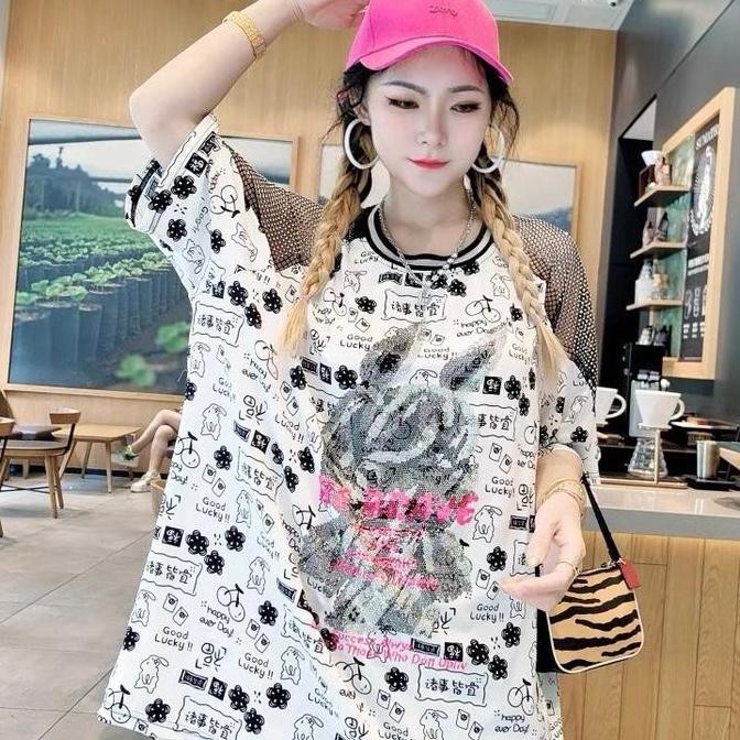 Blink Blouse Glitter Sabrina Motif Top