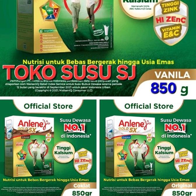 

Anlene Gold 5X Plus 850 Gram Vanila Original Cokelat/Plain/850Gr/Dulu 900 Gram/885Gr/Vanilla/Coklat