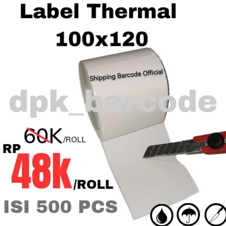 

JH8 Label Thermal 100x120 isi 500pcs, Kertas Thermal 100x120, Kertas Resi 100x120, Label Thermal 100x120, Barcode Label 100x120 core 1 inch