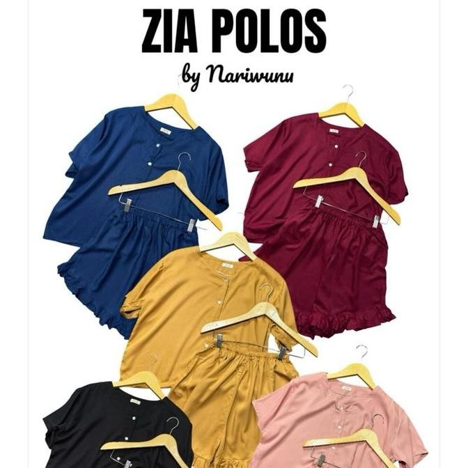 Zia Piyama Polos Rayon Twill  Lembut Babydoll Kancing Ruffle Nyaman Wanita Cantik Co