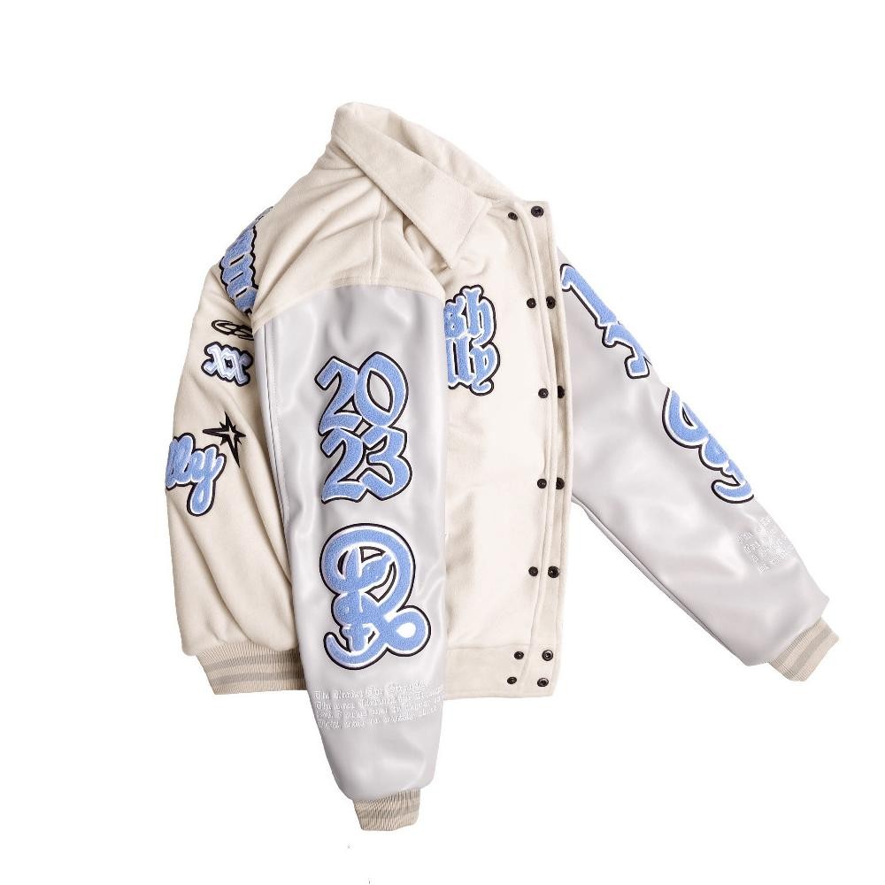 eqw-68 Ex45 ed-76 IRISHKELLY Triumphant Varsity Jacket Cream Original Viral Termurah